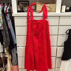 Red shoulder bow dress